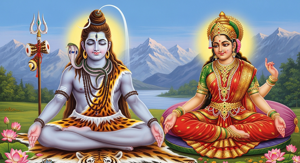 Shiva in Meditation and Parvati in Calm Grace