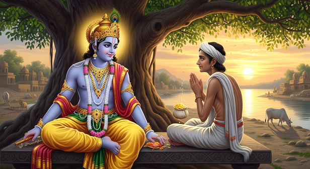 Krishna Welcoming Sudama