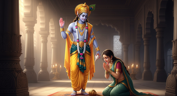 Krishna Protecting Draupadi