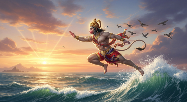 Hanuman Leaping Across the Ocean