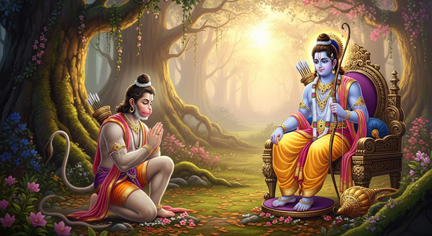 Hanuman Serving Lord Rama