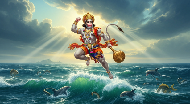 Hanuman Crossing the Ocean
