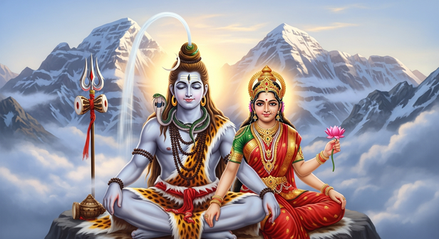 Meditating with Shiva and Parvati