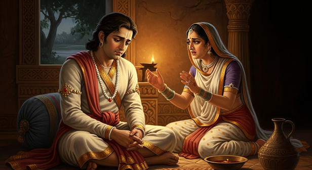 Karna Listening to Kunti in Silence