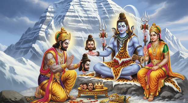 Ravana Offering His Heads to Shiva