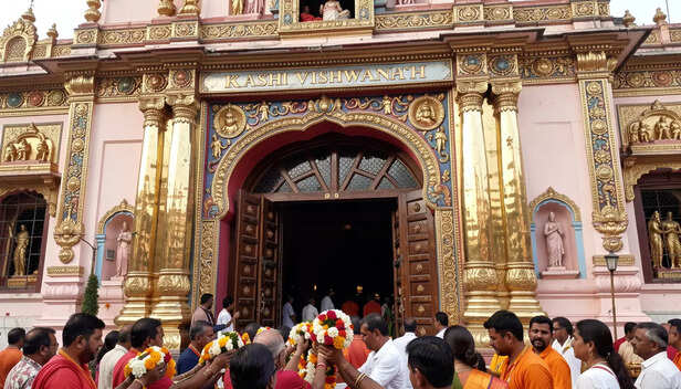 Kashi Vishwanath Temple Lit at Night