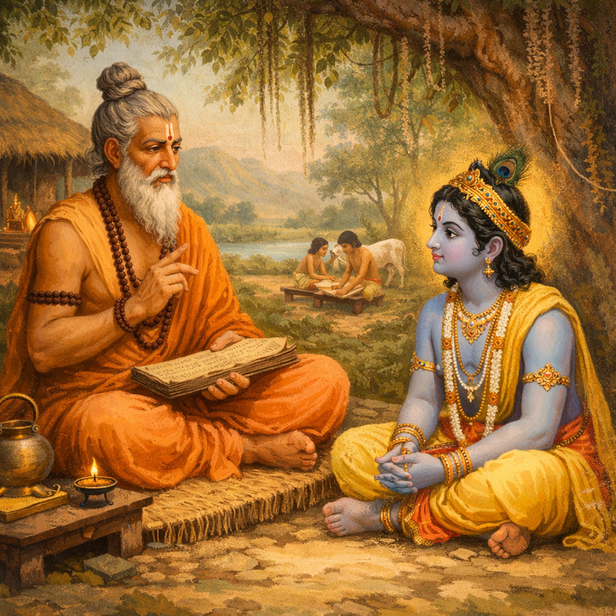 Krishna With His Guru