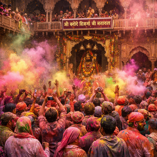 Holi Celebration at Banke Bihari Temple
