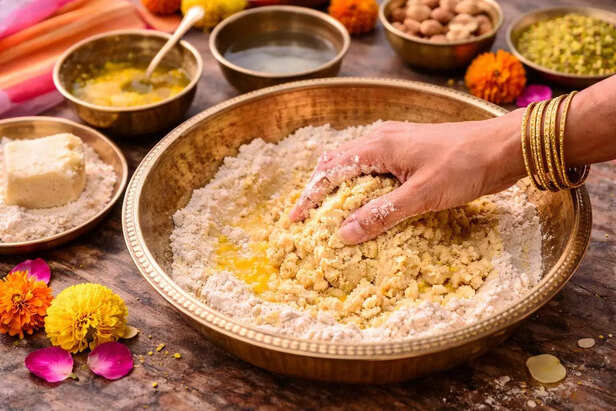 Preparing Gujiya Dough