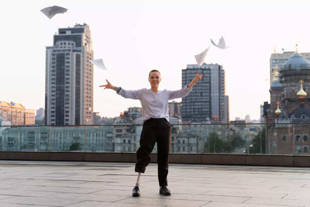 Man Standing Firm Against Wind