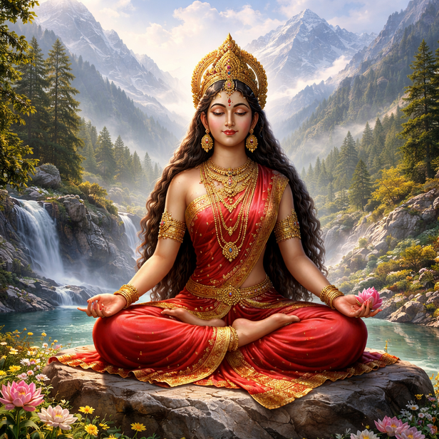 Parvati in Meditation in the Himalayas