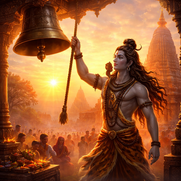 Devotees Offering Prayers Inside an Ancient Temple