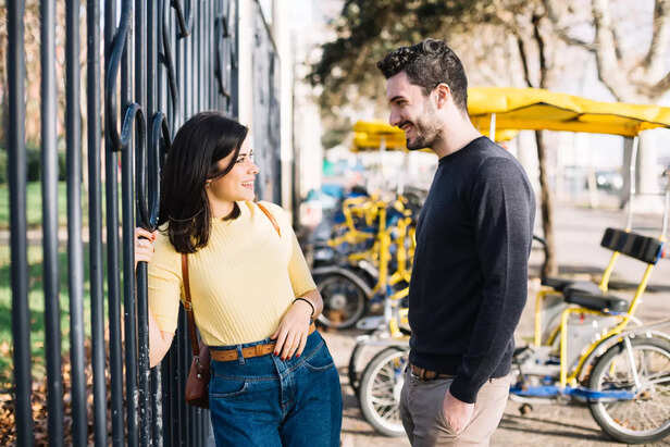 Smiling Couple in Public