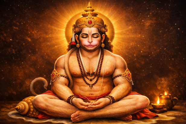 Hanuman Meditating with Calm Strength