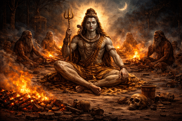 Shiva Covered in Sacred Ashes