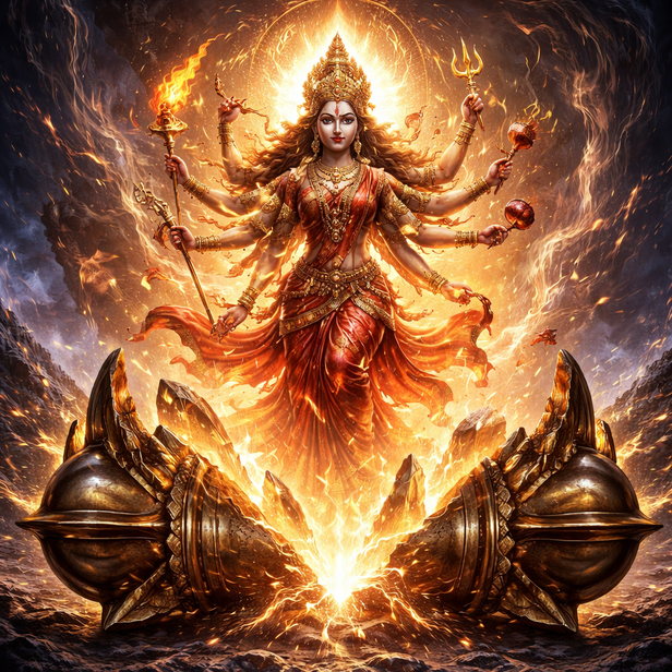 Adishakti Emerging From Broken Vajra