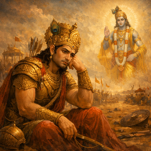 Arjuna Reflecting on Krishna’s Words
