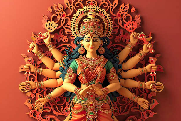 Durga Holding Divine Weapons