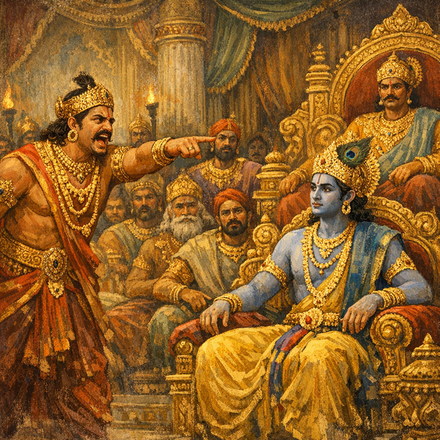 Shishupala Insulting Krishna in the Royal Assembly