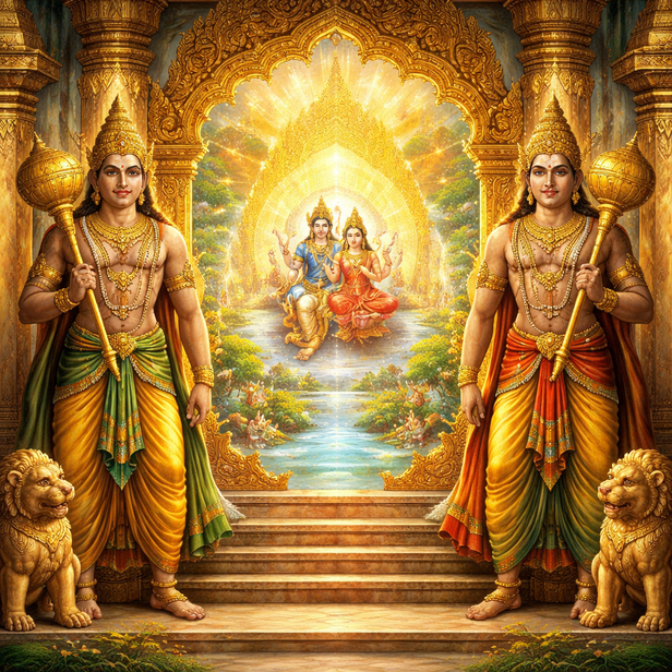 Jaya and Vijaya Guarding Vaikuntha