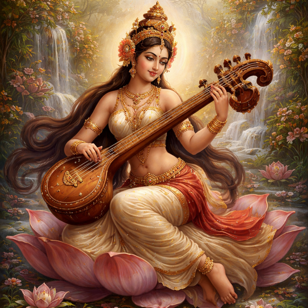 Apsara Manjughosha Playing Veena