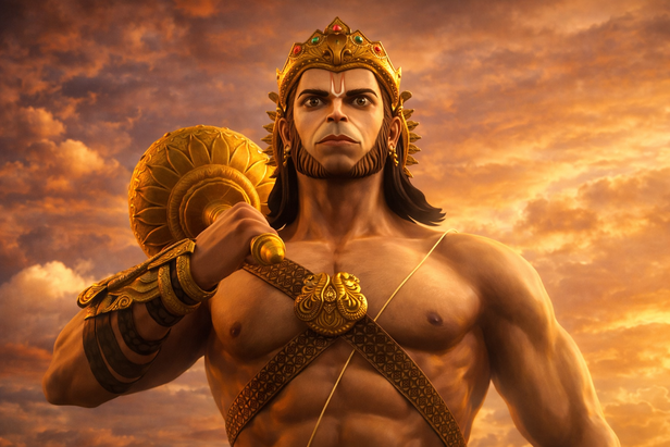 Hanuman Flying Across the Ocean