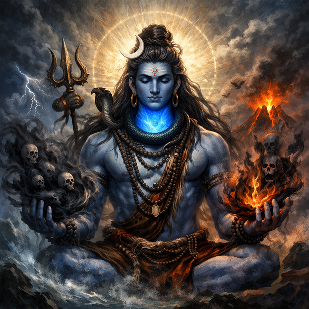 Symbolic Blue-Throated Shiva