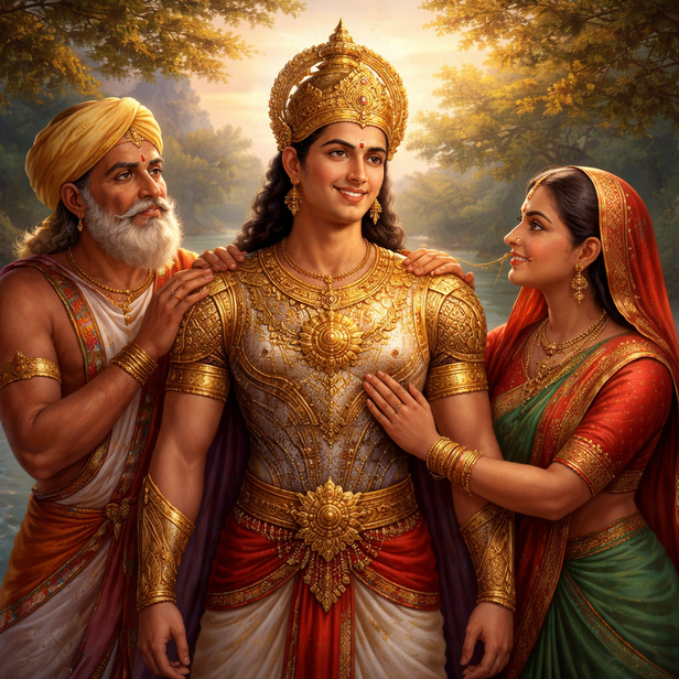 Karna with Adoptive Parents