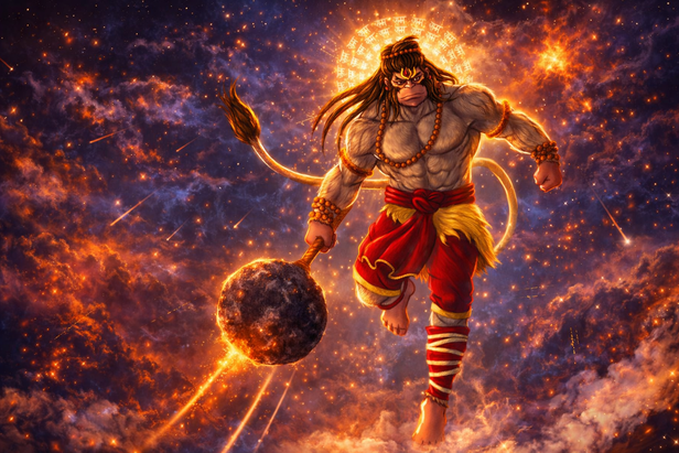 A devotee drawn toward Hanuman temple or idol