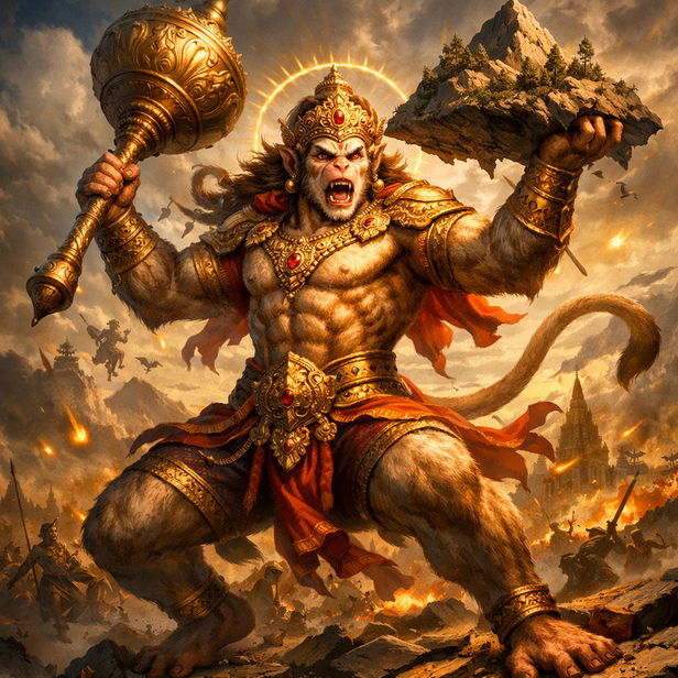 Hanuman in battle stance