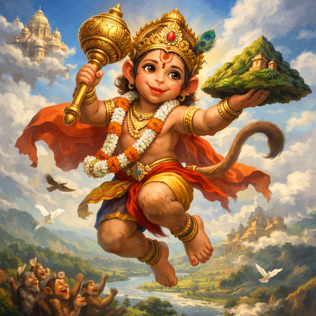 Hanuman flying