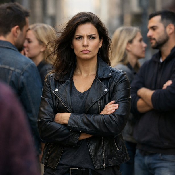 Woman Surrounded by Judging Eyes