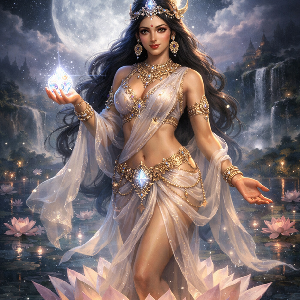 Ethereal Yakshini Under Moonlight