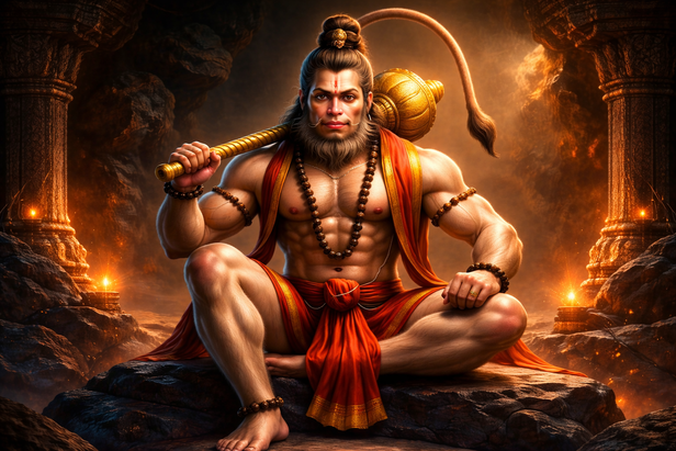 Peaceful Hanuman in Meditation