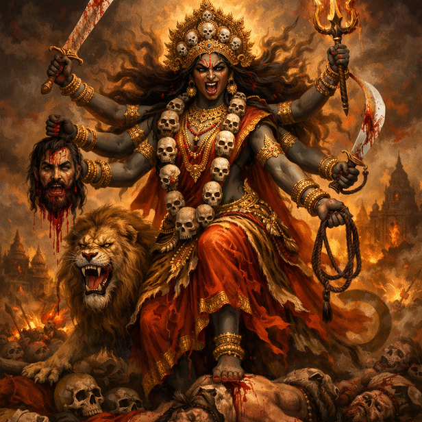Goddess Chandika in Her Fierce Form