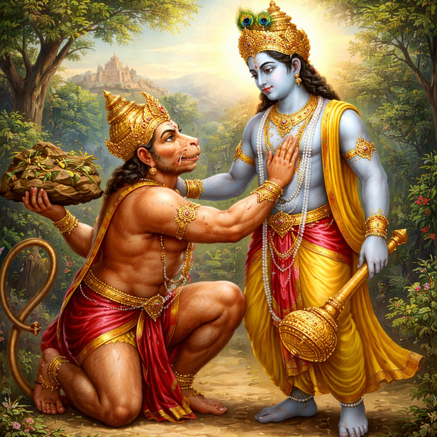 Krishna Stops Hanuman