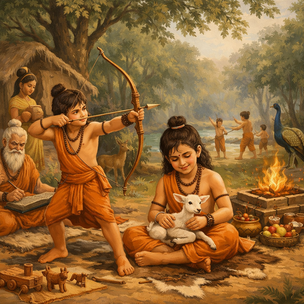 Luv-Kush Early Life in Ashram