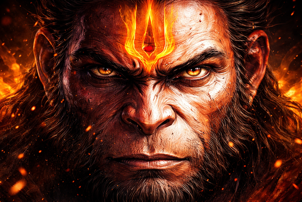 Hanuman in Deep Devotion