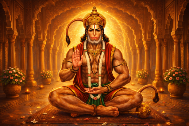 Hanuman Bowing Before Rama