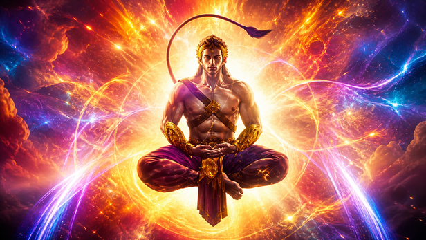 Hanuman Standing Fearlessly Before Evil