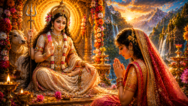 Rukmini Praying Before Goddess Parvati