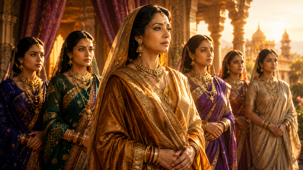 Royal Women Of Mahabharata Standing In Silence