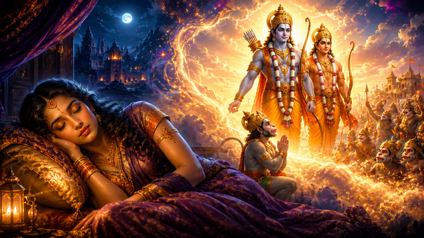 Trijata seeing a divine dream in Lanka