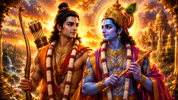 Lord Ram And Lord Krishna Together