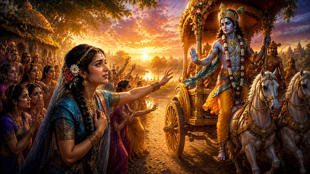 Krishna Preparing to Leave Vrindavan