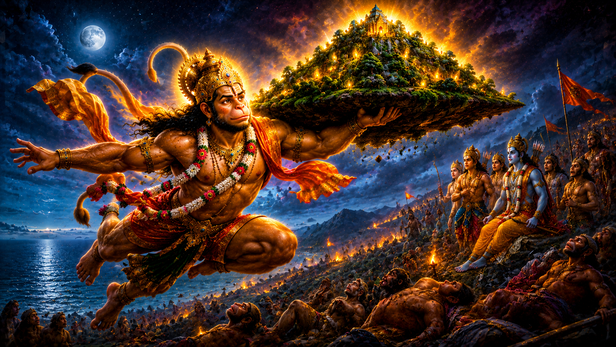 Hanuman Bringing the Sanjeevani Mountain