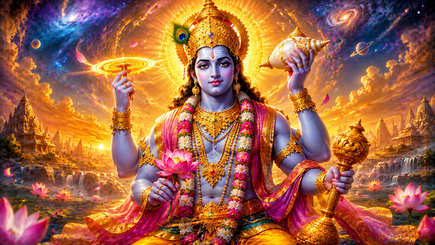 Lord Vishnu Holding the Sacred Conch