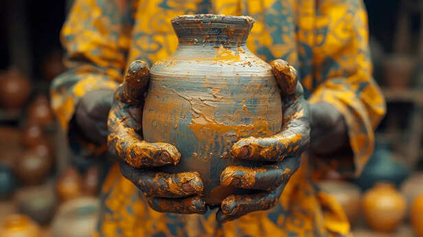 A Broken Pot Repaired with Gold