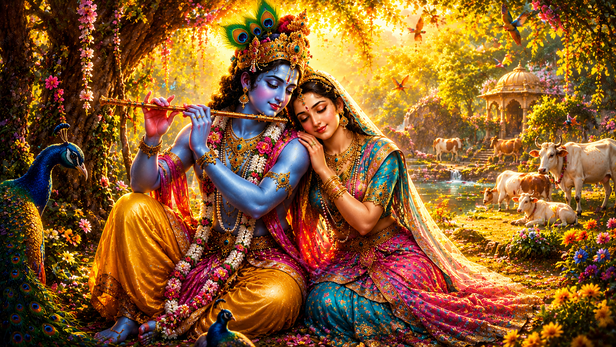 Radha and Krishna in the forests of Vrindavan