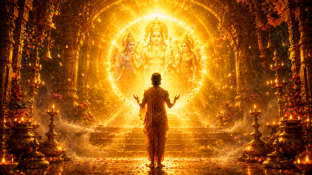 Ancient sage blessing and cursing a king